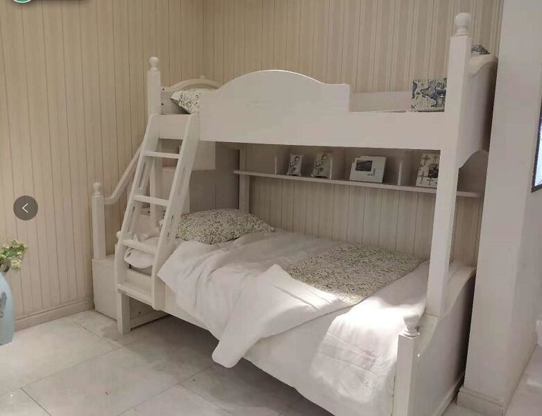 Modern Simple Two Levels Childrens Single Beds With Ladder And Cabinet