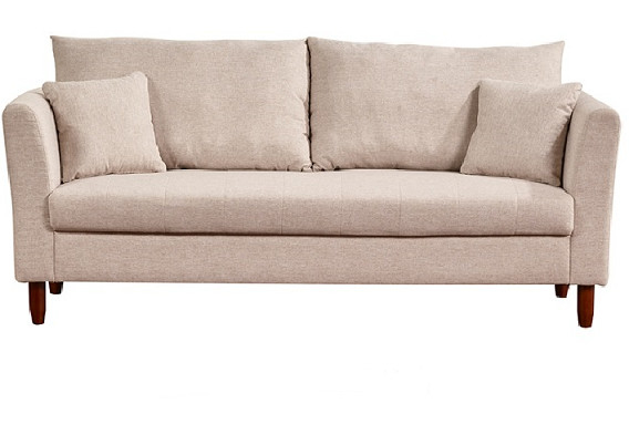 Pure Foam Filling Imitated Linen Fabric Sofa With Solid Wood Frame And Legs