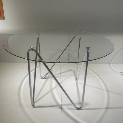mesa de jantar de vidro elegante luxuosa do metal de 121cm e cadeira estofada do metal